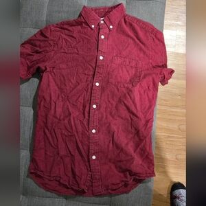 Old Navy Short-Sleeve Button up Shirt, Red, Mens Small